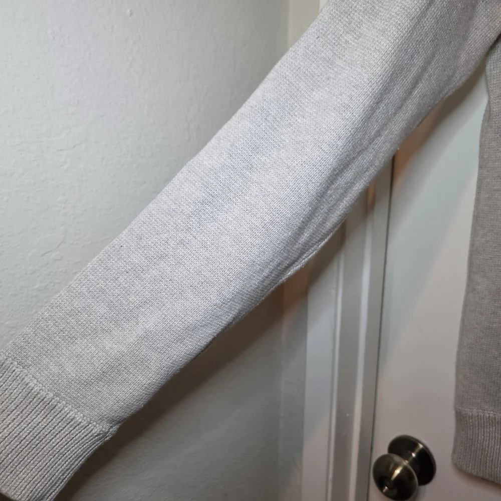 J.Crew Men’s Cotton Quarter-Zip Sweater – XL – Textured Knit Light Grey